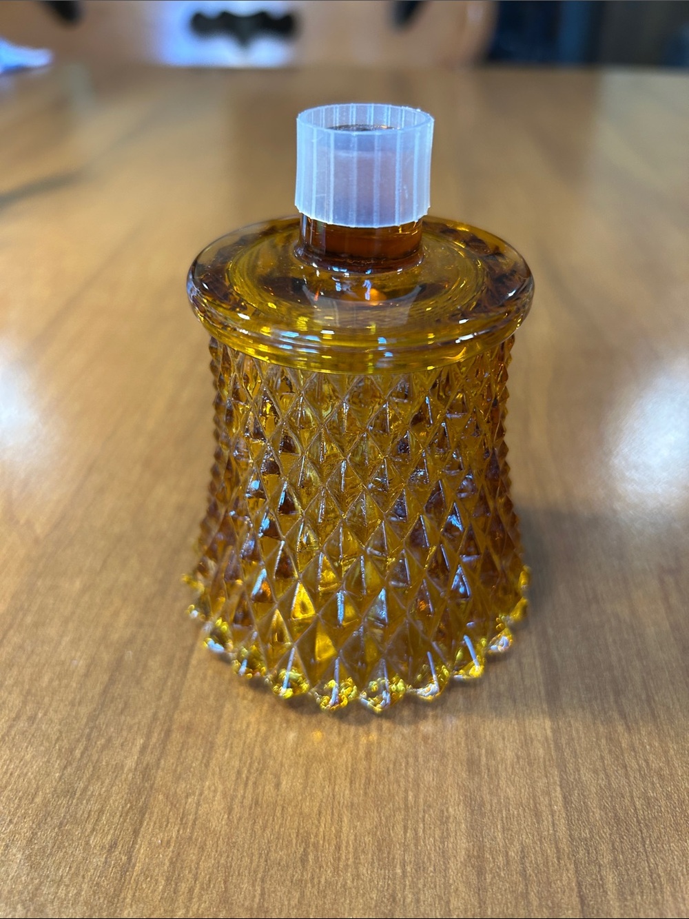 Home Interiors Amber Diamond-Pattern Glass Candle Holder